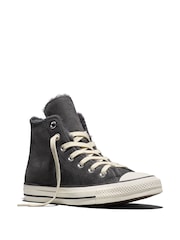 Converse Grey Chuck Taylor Cozy Fleece Suede High Trainers - Image 2 of 7