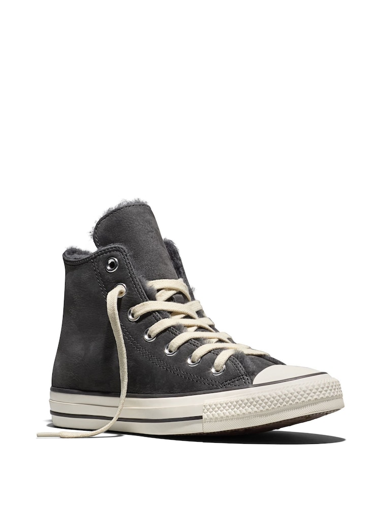 Converse Grey Chuck Taylor Cozy Fleece Suede High Trainers - Image 2 of 7