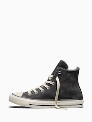 Converse Grey Chuck Taylor Cozy Fleece Suede High Trainers - Image 6 of 7