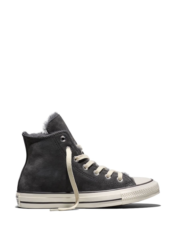 Converse Grey Chuck Taylor Cozy Fleece Suede High Trainers - Image 7 of 7