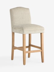 Chenille Stripe Moss Green Light Wood Leg Malvern Bar Stool - Image 4 of 8