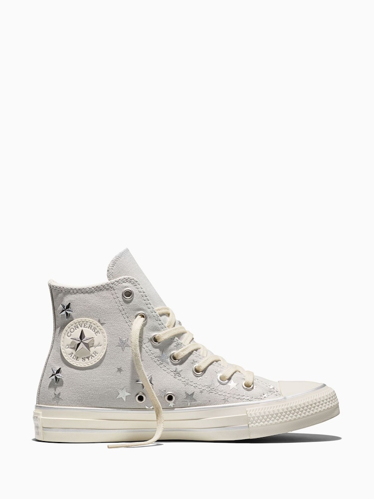 Converse Grey Chuck Taylor All Star Star Details Trainers - Image 1 of 6