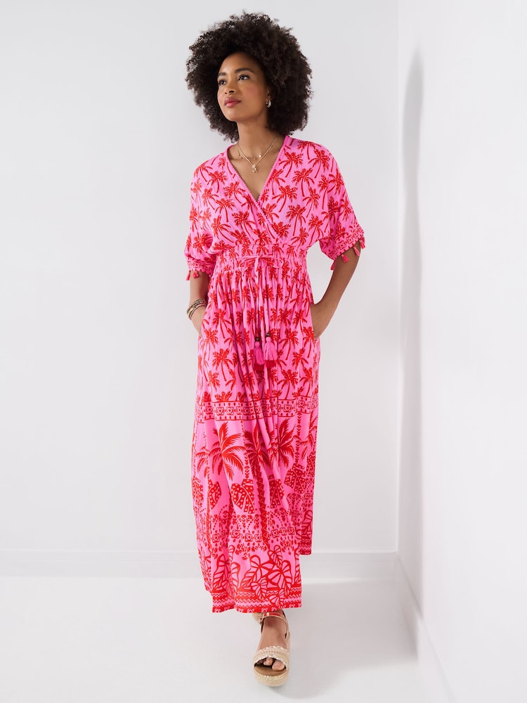 Joe Browns Pink Petite Perfect Palms Maxi Dress - Image 1 of 6