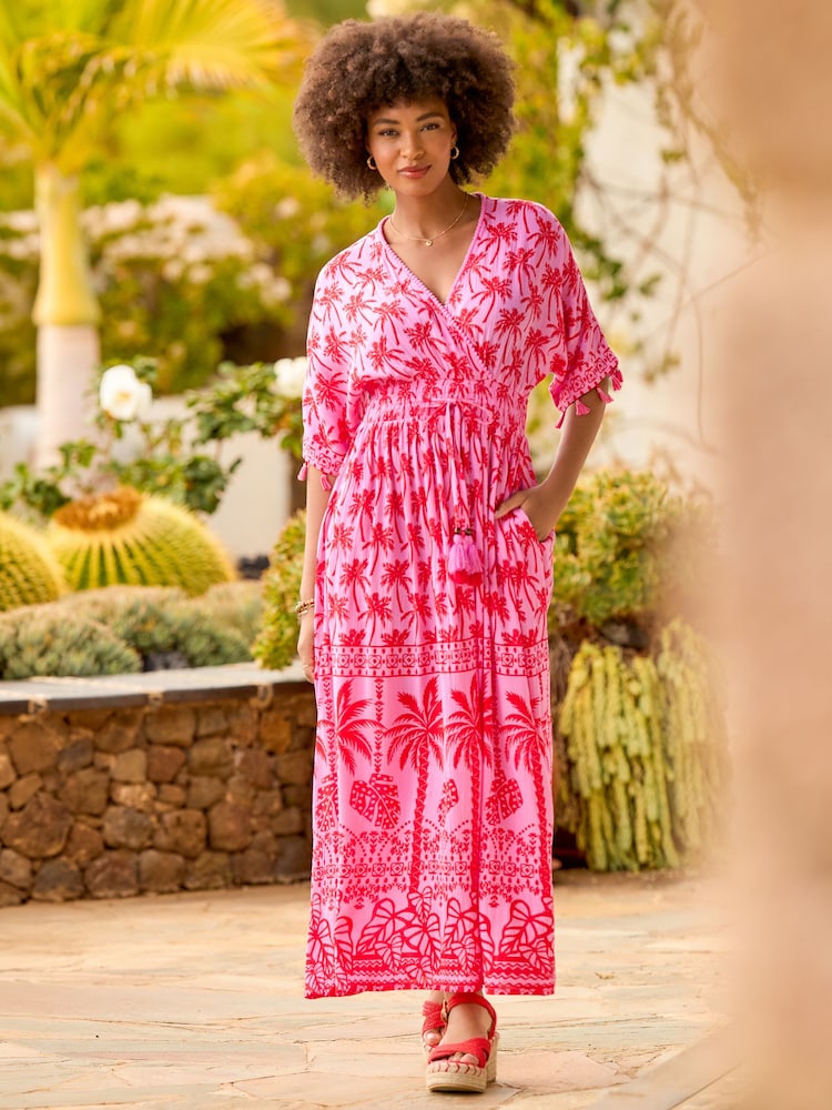 Joe Browns Pink Petite Perfect Palms Maxi Dress - Image 2 of 6