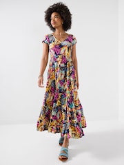 Joe Browns Blue Petite Tropical Island Crinkle Maxi Dress - Image 1 of 5