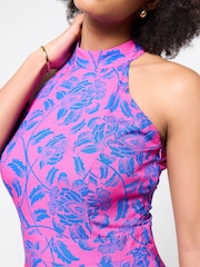Joe Browns Pink Petite Remarkable Printed Halter Neck Dress - Image 3 of 6