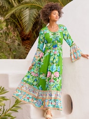 Joe Browns Green Petite Summer Carnival Printed Maxi Dress - Image 2 of 6