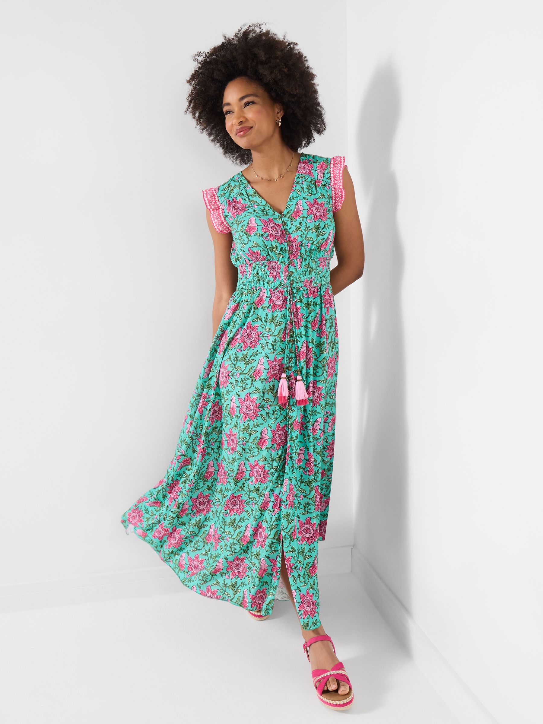 Petite Summer Days Printed Maxi Dress Size 18 Green Women's - Image 2