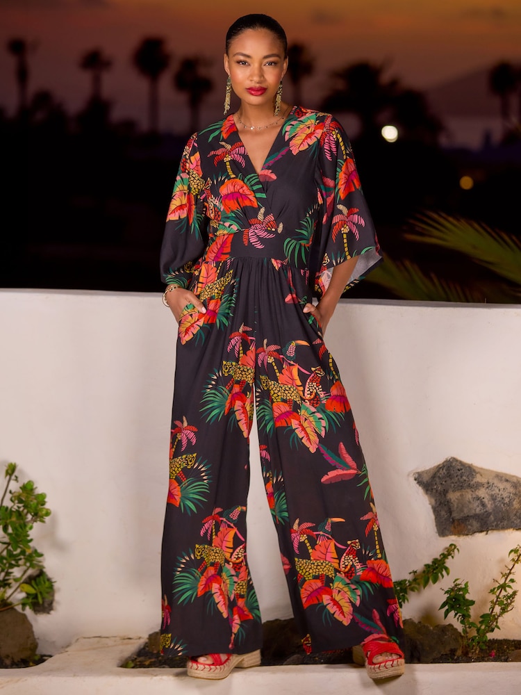 Joe Browns Black Petite Tropical Paradise Jumpsuit - Image 2 of 6 Joe Browns Black Petite Tropical Paradise Jumpsuit - Image 2 of 6