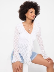 Joe Browns White Loretta Lace Button Through Top - Image 3 of 5