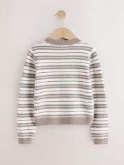 Neutral Stripe Knit Cardigan (3-16yrs) - Image 5 of 7