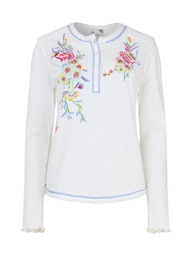 Joe Browns White Remarkable Embroidered Henley Top - Image 6 of 6