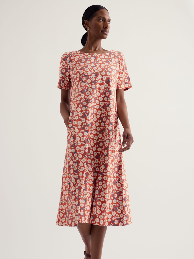 Seasalt Cornwall Orange Short Sleeve Pipers Dress - Image 1 of 5