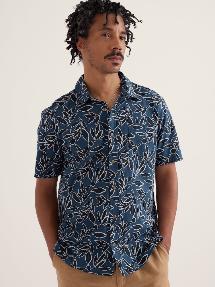 Seasalt Cornwall Blue Palores Short Sleeve Shirt - Image 1 of 5