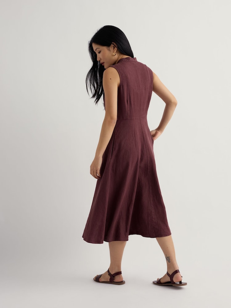 Seasalt Cornwall Brown Sleeveless Carved Wood Dress - Image 2 of 5