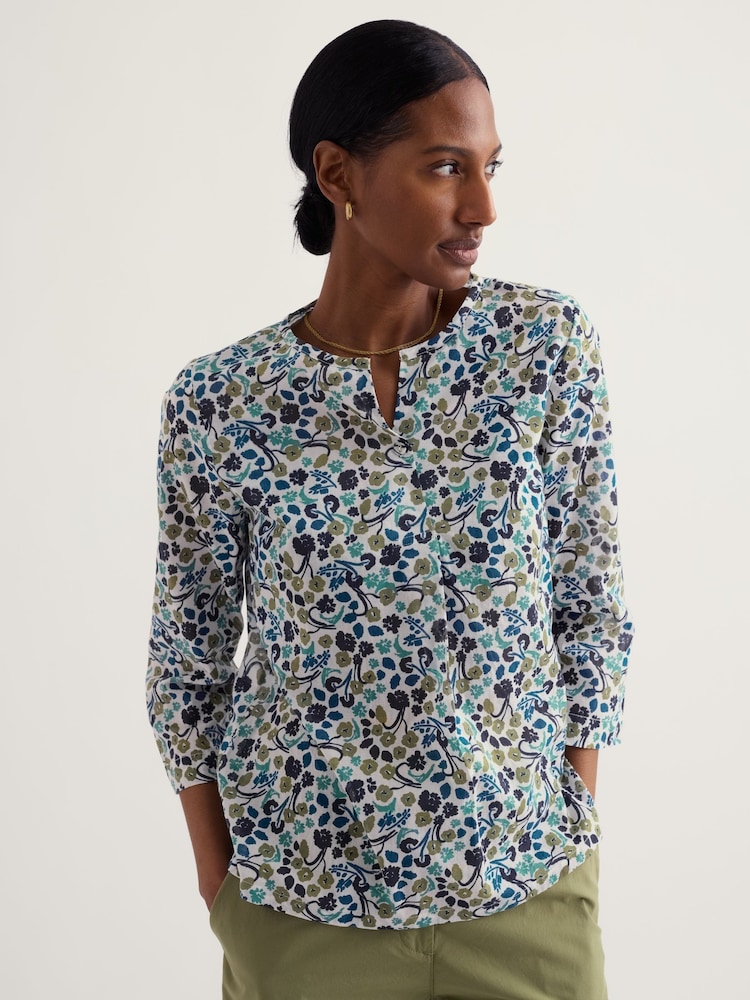 Seasalt Cornwall Green Watercolour Sketch Top - Image 1 of 5