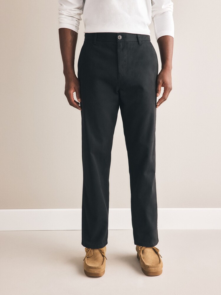 Black/Nude Straight Fit Stretch Chino Trousers 2 Pack - Image 1 of 9 Black/Nude Straight Fit Stretch Chino Trousers 2 Pack - Image 1 of 9
