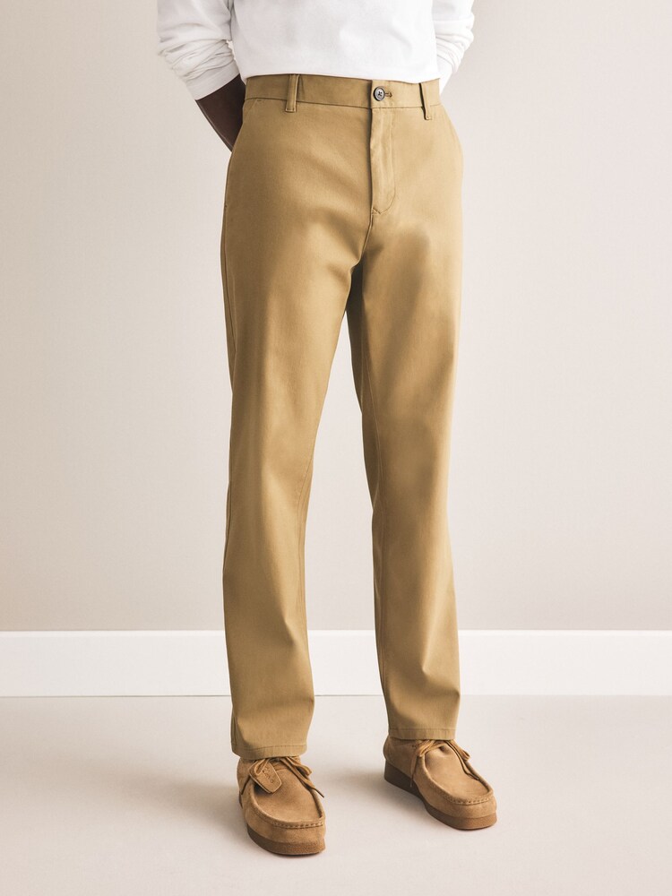 Black/Nude Straight Fit Stretch Chino Trousers 2 Pack - Image 2 of 9 Black/Nude Straight Fit Stretch Chino Trousers 2 Pack - Image 2 of 9