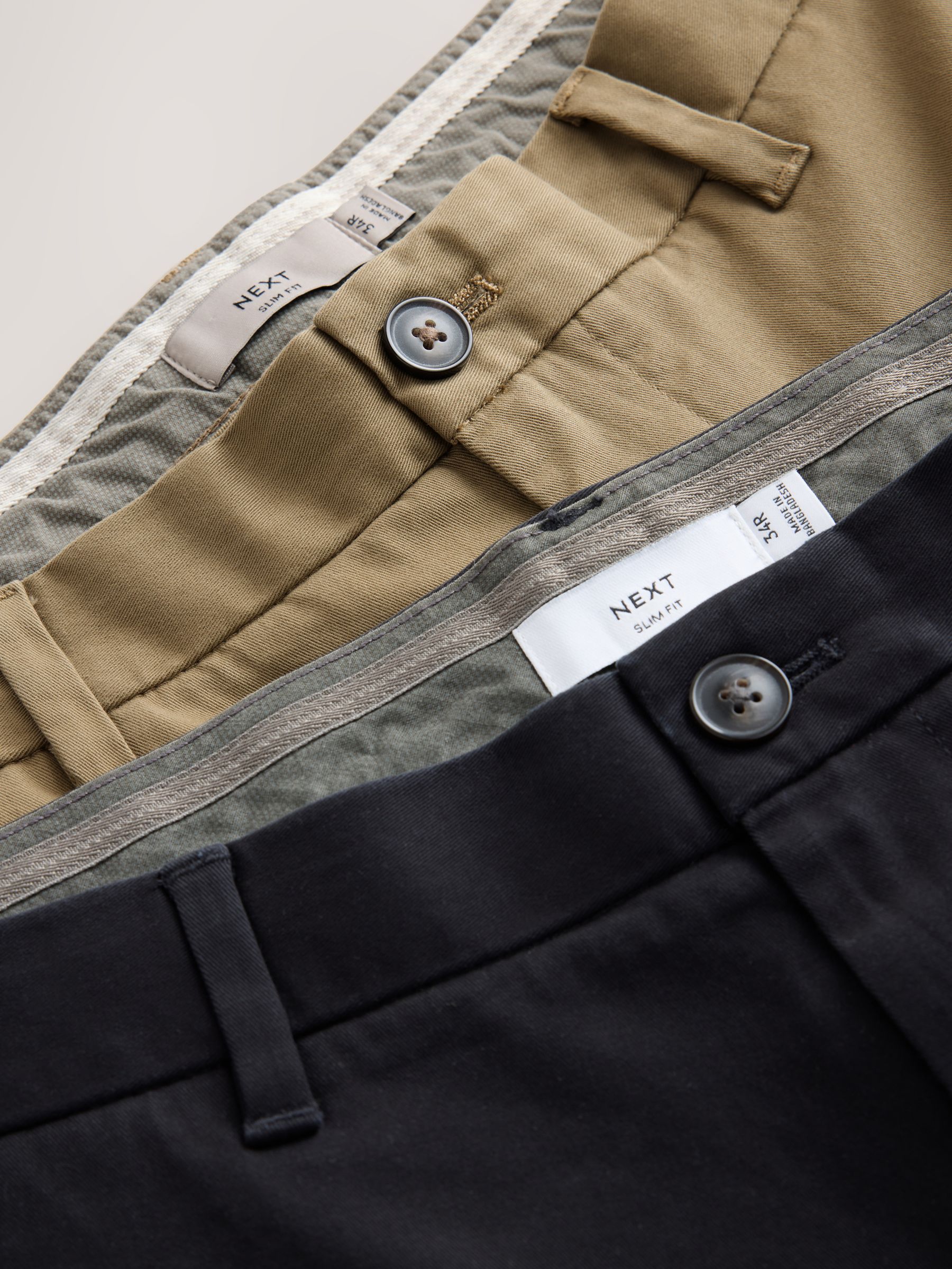 Buy Black/Sand Slim Fit Stretch Chino Trousers 2 Pack from Next Israel