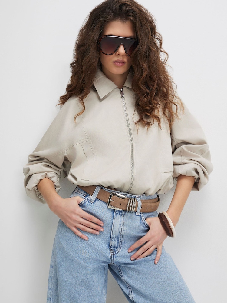 River Island Cream Zip Through Harrington Jacket - Image 1 of 4