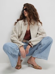 River Island Cream Zip Through Harrington Jacket - Image 2 of 4