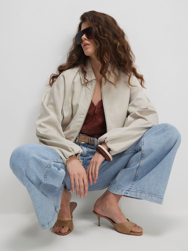 River Island Cream Zip Through Harrington Jacket - Image 2 of 4