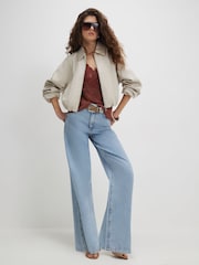 River Island Cream Zip Through Harrington Jacket - Image 3 of 4