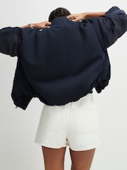 River Island Cream Elasticated Waist Denim Shorts - Image 3 of 4