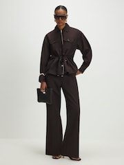 River Island Brown Zip Through Drawstring Shacket - Image 2 of 4