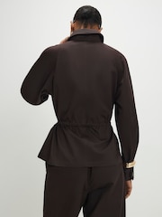 River Island Brown Zip Through Drawstring Shacket - Image 3 of 4