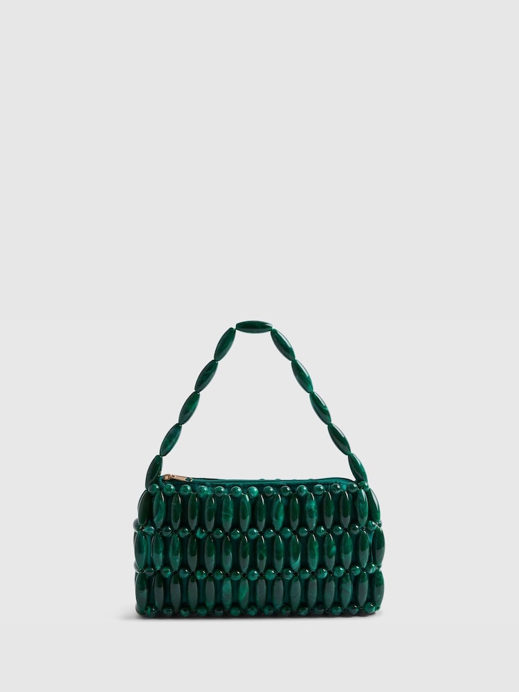 River Island Green Beaded Grab Bag - Image 1 of 6 River Island Green Beaded Grab Bag - Image 1 of 6
