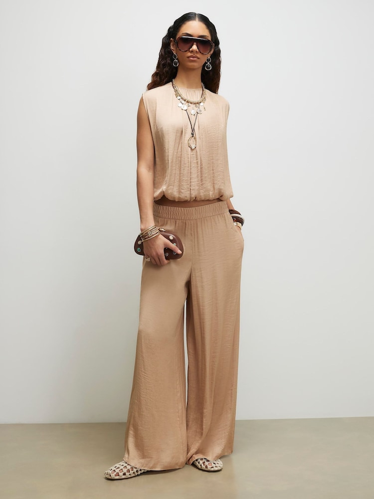 River Island Brown Elasticated Trousers - Image 1 of 4