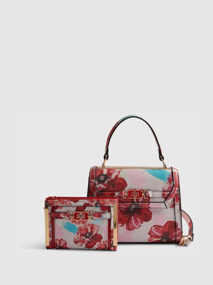 River Island Pink Mini Floral Charm Tote Bag and Purse Bundle - Image 1 of 4 River Island Pink Mini Floral Charm Tote Bag and Purse Bundle - Image 1 of 4