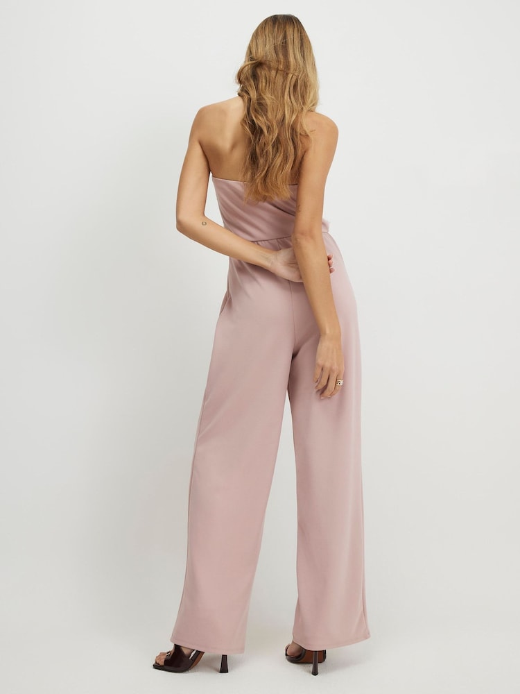 River Island Pink 3D Floral Bandeau Jumpsuit - Image 4 of 4