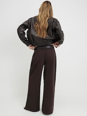 River Island Brown High Rise Belted Pleated Wide Leg Jeans - Image 2 of 4