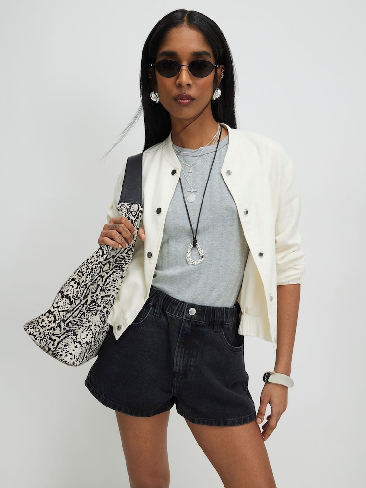 River Island Elasticated Waist Denim Shorts - Imagen 1 de 4