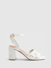 River Island White Broderie Block Heel Sandals - Image 2 of 6