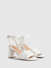 River Island White Broderie Block Heel Sandals - Image 3 of 6
