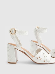 River Island White Broderie Block Heel Sandals - Image 5 of 6