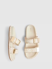 River Island Cream Boucle Double Strap Sandals - Image 4 of 6