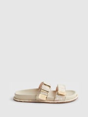 River Island Cream Boucle Double Strap Sandals - Image 5 of 6
