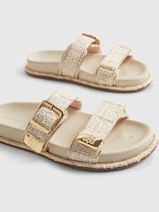 River Island Cream Boucle Double Strap Sandals - Image 6 of 6