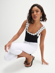River Island Black Floral Diamante Trim Tank Top - Image 2 of 5