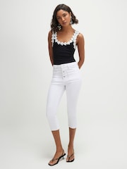 River Island Black Floral Diamante Trim Tank Top - Image 3 of 5