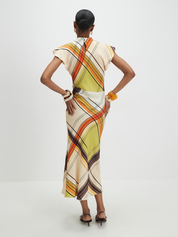 River Island Green Check Print Column Midi Dress - Image 2 of 4 River Island Green Check Print Column Midi Dress - Image 2 of 4