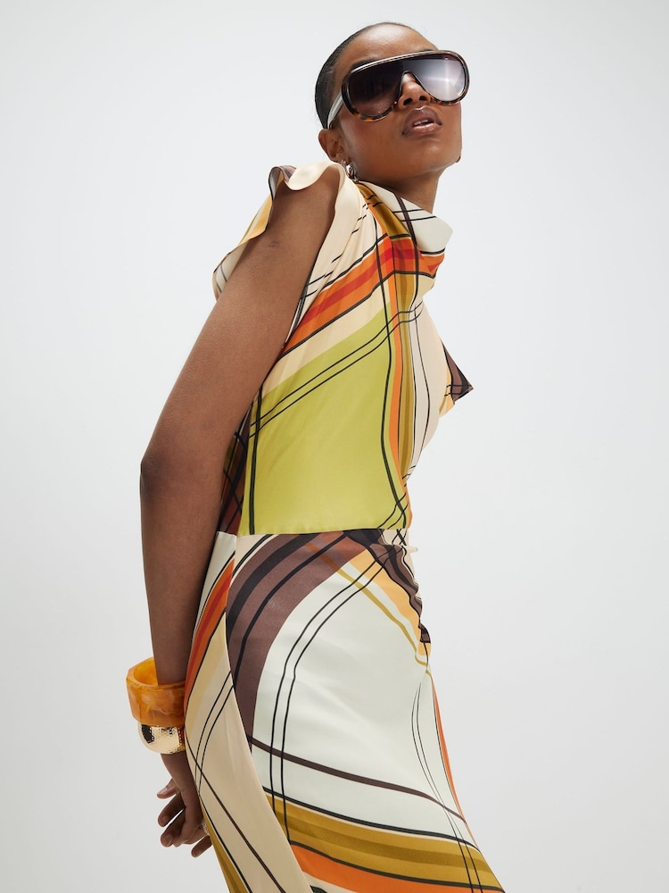 River Island Green Check Print Column Midi Dress - Image 4 of 4 River Island Green Check Print Column Midi Dress - Image 4 of 4