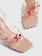 River Island Pink Perspex Flower Heels Sandals - Image 5 of 5
