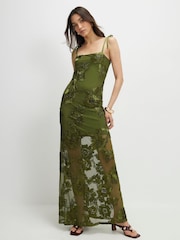 River Island Green Sleeveless Cornelli Maxi Dress - Image 1 of 4
