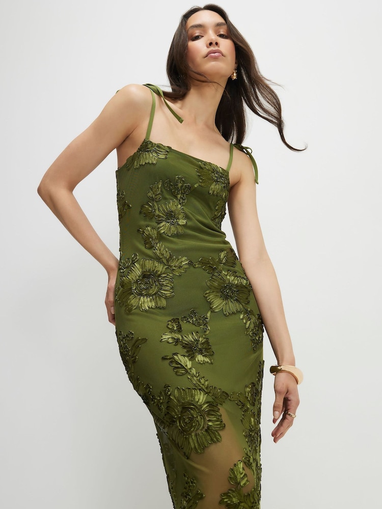 River Island Green Sleeveless Cornelli Maxi Dress - Image 4 of 4