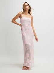 River Island Pink Sleeveless Cornelli Shell Maxi Dress - Image 1 of 4
